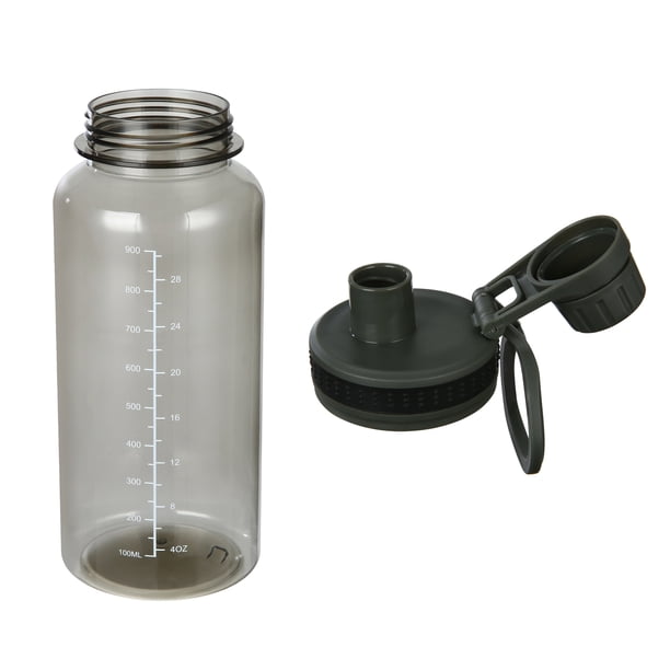 Mainstays 34 oz Black Plastic Wide Mouth Sports Water Bottle with