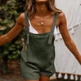 thumbnail image 2 of Womens Casual Summer Overalls Adjustable Straps Cotton Linen Shortalls Solid Shorts Jumpsuits Rompers with Pockets, 2 of 7