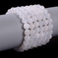 thumbnail image 3 of Bracelet Extensible Unisexe en Quartz Blanc Naturel avec Perles Rondes de 8 mm, 7 Pouces, 3 of 3