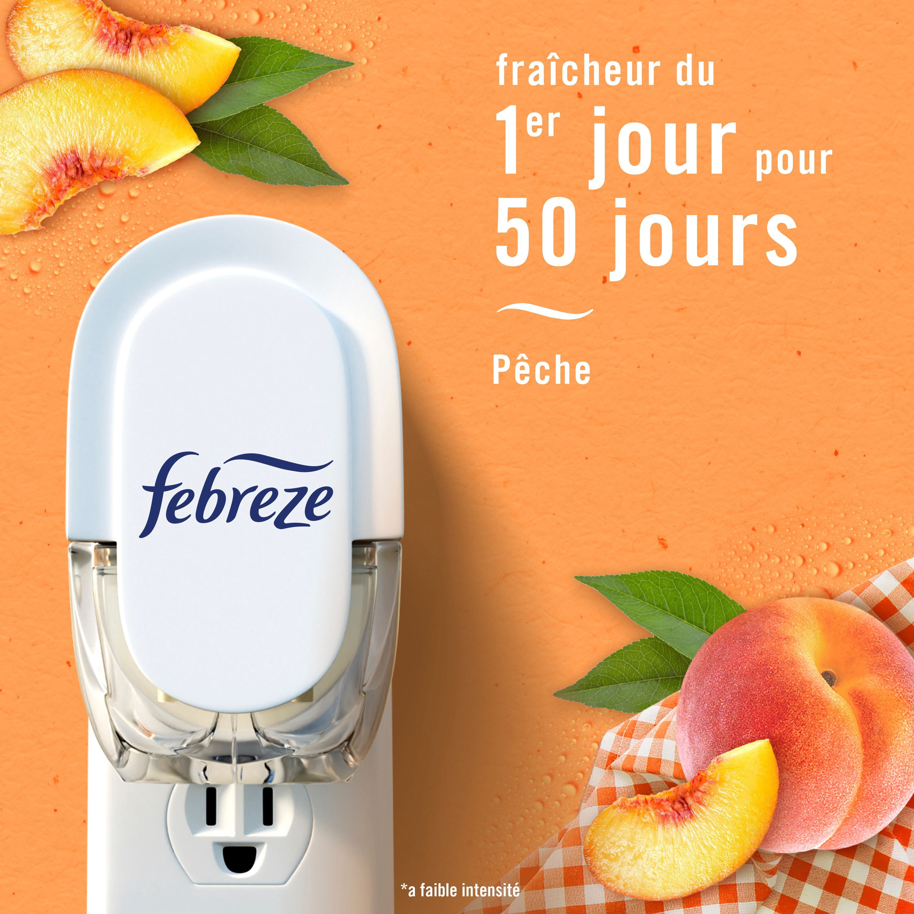 Febreze Plug In Air Freshener, Odor-Fighting Scented Oil Refill, Juicy Summer Peaches Scent, 4 Refills