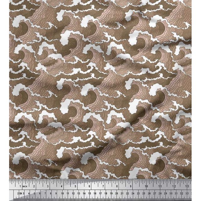 Soimoi Viscose Chiffon Fabric Waves Shirting Decor Fabric Printed Yard 42 Inch Wide