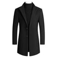 thumbnail image 1 of UKAP Men Pea Coat Solid Color Trench Coats Lapel Jacket Mid Length Work Outwear Black L, 1 of 2