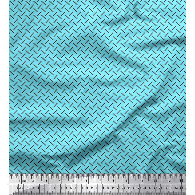 Soimoi Rayon Fabric Diagonal Line Geometric Print Fabric by Yard 56 Inch Wide