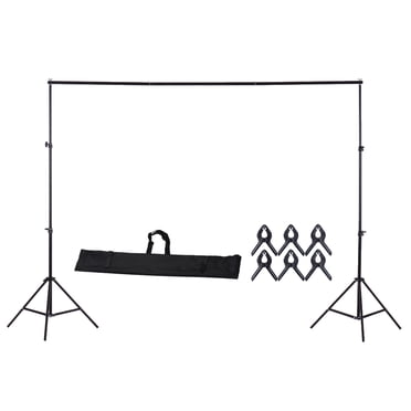 Graflsoa Portable 200x200cm Aluminum Alloy Backdrop Stand Kit with 6 Clips and Carry Bag, Black