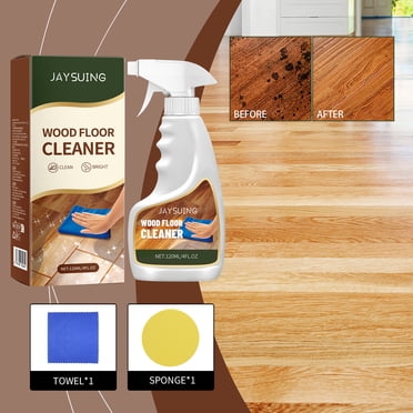 Vrorvz Wood Floor Cleaner for Oil Stains and Gloss Restoration 4.1 fl oz Includes Wiping Sponge and Towel Safe for Greasy Surfaces Non-Slip Effect Long-Lasting Shine and Repair