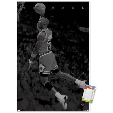 Michael Jordan - Black and White Wall Poster, 22.375" x 34" Framed