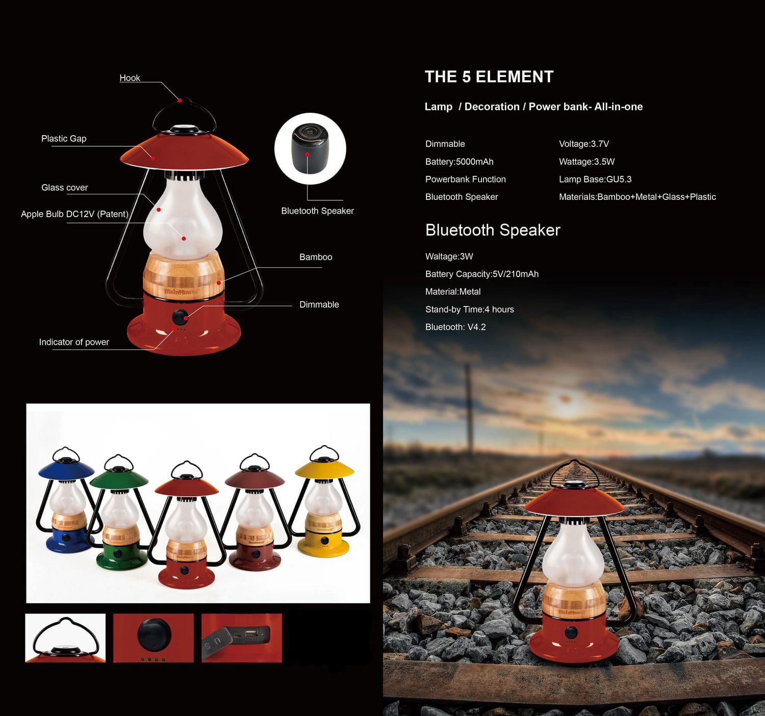 Romantico classique LED léger lampe rechargeable