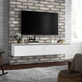 thumbnail image 2 of HOMCOM Meuble Télé Mural avec Rangement, Console Multimédia Flottante, Blanc, 2 of 10
