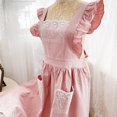 thumbnail image 3 of CSChome Tablier de Cuisine Style Japonais – Sangle Réglable Sans Manches Double Poches Dentelle Tablier de Cuisine, 3 of 7