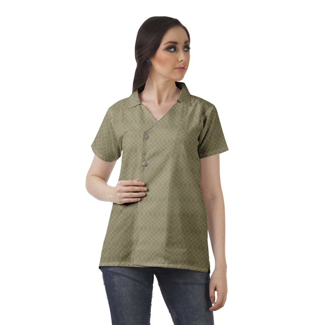 Moomaya Chemise Tunique Style Enveloppant pour Femmes en Coton Décontracté Col Classique Boutonné