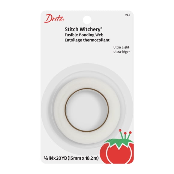 Dritz Stitch Witchery Fusible Bonding Web, 5/8" X 20-Yards, Ultra-Light Weight, 1 Roll, White