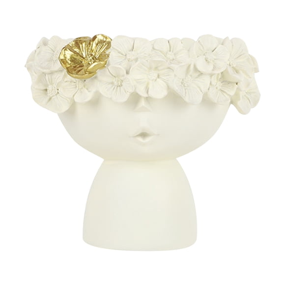 Vase à Fleurs avec Fleurs Artificielles Mignonne Couronne de Fleurs Vases pour Fille Couronne Tête de Poupée Contenant Jardinière Résine Petites Fleurs Séchées pour Résine