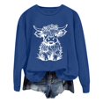 thumbnail image 1 of WEAIXIMIUNG Chandail pour Femmes Chic Chandail d'Automne et d'Hiver pour Femmes 2025 Col Rond Mode Chemise à Imprimé Vache Manches Longues Mode Décontractée Mode Haut de Sortie, 1 of 4