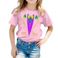 thumbnail image 1 of AJIWYH Uniformes pour Filles, Chemise Décontractée Imprimée à Col Rond à Manches Courtes pour Filles T-Shirt Chemise Décontractée, Chemises d'Uniforme Dorées pour Filles de 12-13 Ans, Rose Pâle, 1 of 4