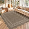 thumbnail image 2 of 9x12 Indoor Outdoor Rug, Modern Scalloped Washable Living Room Rug, Brown, 2 of 8