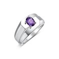 thumbnail image 4 of RYLOS Men's Rings 14K White Gold Ring Classic Solitaire 7X5MM Oval Shape Gemstone Designer Band Amethyst February Birthstone Rings For Men Size 8, 4 of 5