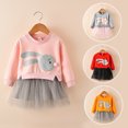 thumbnail image 3 of LSLJS Kids Baby Girl Bunny Princess Patchwork Sweatshirt Tulle Dress Clothes, Pleated Dress, 3 of 5