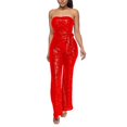 thumbnail image 1 of Wdgfv Robe à Paillettes pour Femmes Sans Manches, Combinaison à Paillettes Sans Bretelles pour Soirée, Rouge, P, 1 of 6
