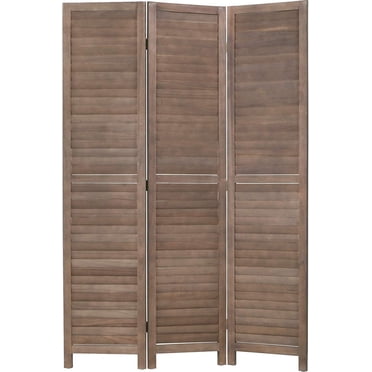 FDW 3-Panel Wood Room Divider, Folding Privacy Screen 68.9"x15.75" Each Panel – Brown Partition for Home, Office, Bedroom, or Restaurant
