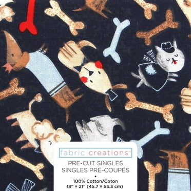 FABRIC CREATIONS Fat Quarter 45 × 53 cm (18 × 21 in) Navy Happy Dogs & Bones