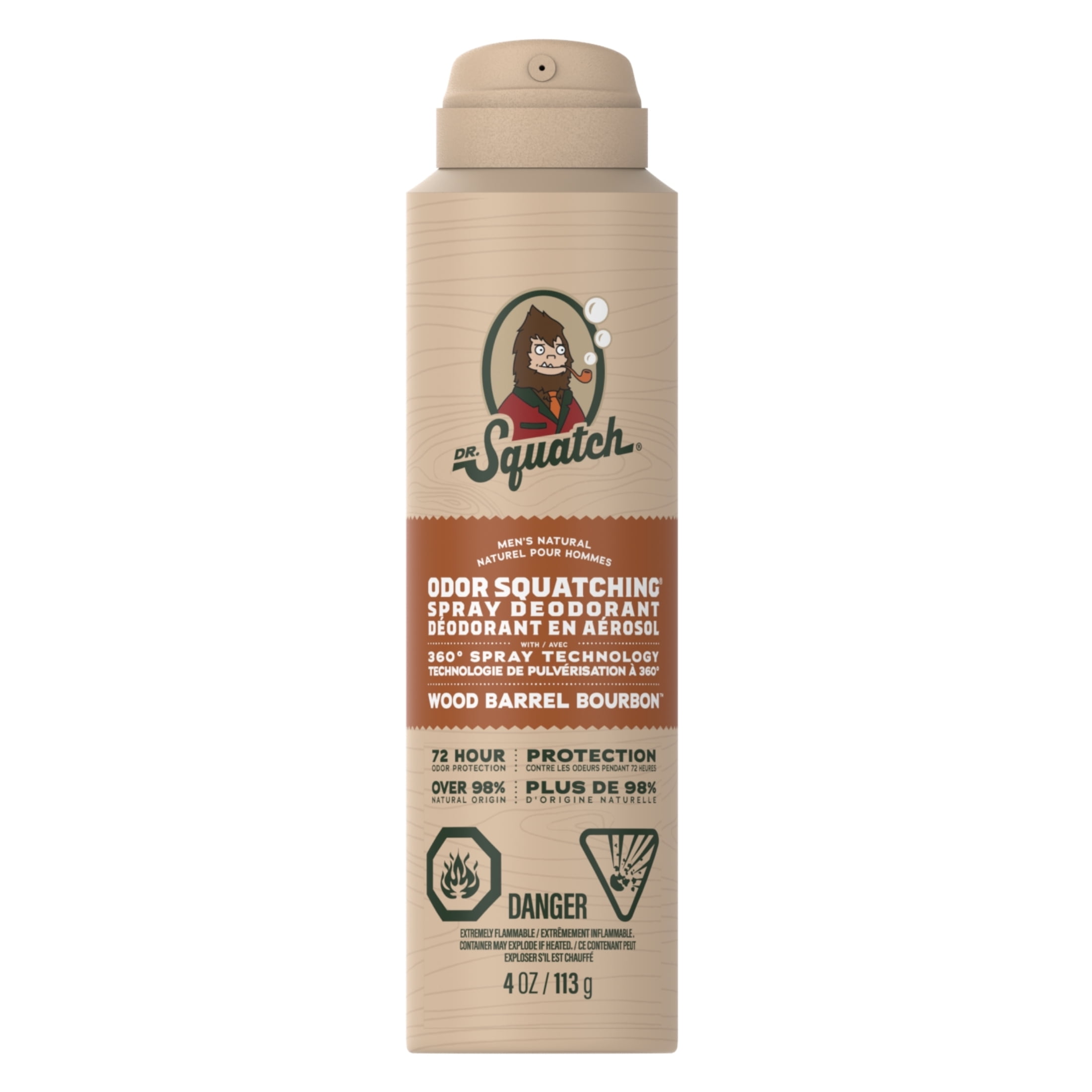 Déodorant en spray pour homme DR. SQUATCH - Bourbon en fût de bois naturel - 118 ml