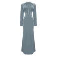 thumbnail image 4 of Pisexur Robes de Cocktail pour Femmes 2024 à Manches Longues à Col Rond Robe de Soirée Robe de Fête Mode Moulante Couleur Unie Robe Maxi Élégante Robe d'Invitée de Mariage Robes Plissées pour le Retour à la Maison, 4 of 6