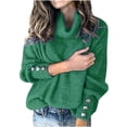 thumbnail image 1 of Womens Sweater Turtleneck Long Lantern Sleeve Sweater Knit Pullover Top, 1 of 6
