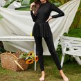 thumbnail image 1 of Cameland Women's Solid Color Long Sleeves Swimsuit+Long Swimming Trunks All Inclusive Package Conservative Swimsuit Set, 1 of 9