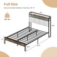thumbnail image 3 of Gymax Full Size Bed Frame w/LED Light & Charging Station Heavy Duty Metal Platform Bed, 3 of 9