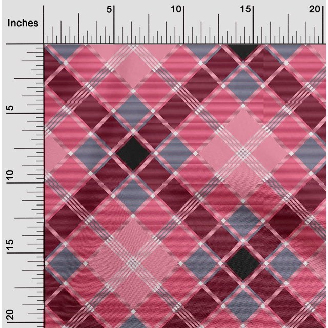 oneOone Polyester Lycra Fabric Tartan Check Printed Fabric 1 Yard 56 Inch Wide