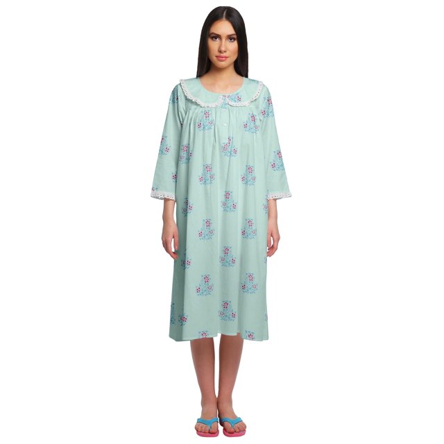 Moomaya Chemise de Nuit d'Allaitement en Coton Imprimée pour Femmes