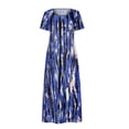 thumbnail image 4 of SMihono Robe Maxi Bohème d'Été pour Femmes Grande Taille Imprimé Teinture sur Nœuds Évasée Décontractée Robe d'Été Florale à Manches Courtes Femmes Robe pour Femmes Robe Mini Robe de Plage Évasée Robe d'Été, 4 of 8
