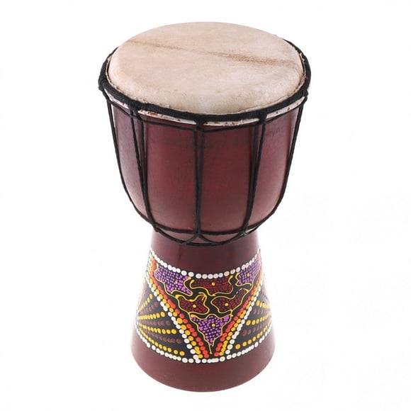6in Djembe Tambour Africain Sculpté à la Main en Bois Massif Chèvre-Peau Instrument de Musique Africain Traditionnel