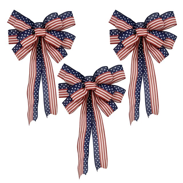 Bows Patriotic US Flag Patterns Stars Stripes Red White Blue Decor