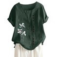 thumbnail image 5 of Birdeem Womens Fashion Summer Round Neck Leisure Short Sleeve Printed Buttons Tops, 5 of 5