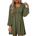 thumbnail image 1 of cfhntfmh Robes Décontractées pour Femmes Automne Amples à Manches Longues Robe Chemise Froncée Détente Col Rond Boutons Robe Plissée Mini, 1 of 6