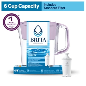 Brita® Small 6 Cup Denali Water Filter Pitcher with 1 Brita Standard Filter, Made Without BPA, Misty Lilac