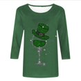 thumbnail image 4 of Besolor T-Shirts de la Saint-Patrick pour Femmes Imprimé Col Rond Manches 3/4 Tunique Décontractée Blouse d'Été Ample, 4 of 4