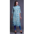 thumbnail image 4 of Bimba Printed Straight Kurtis For Women Button Down Mandarin Indian Tunic Small, 4 of 6