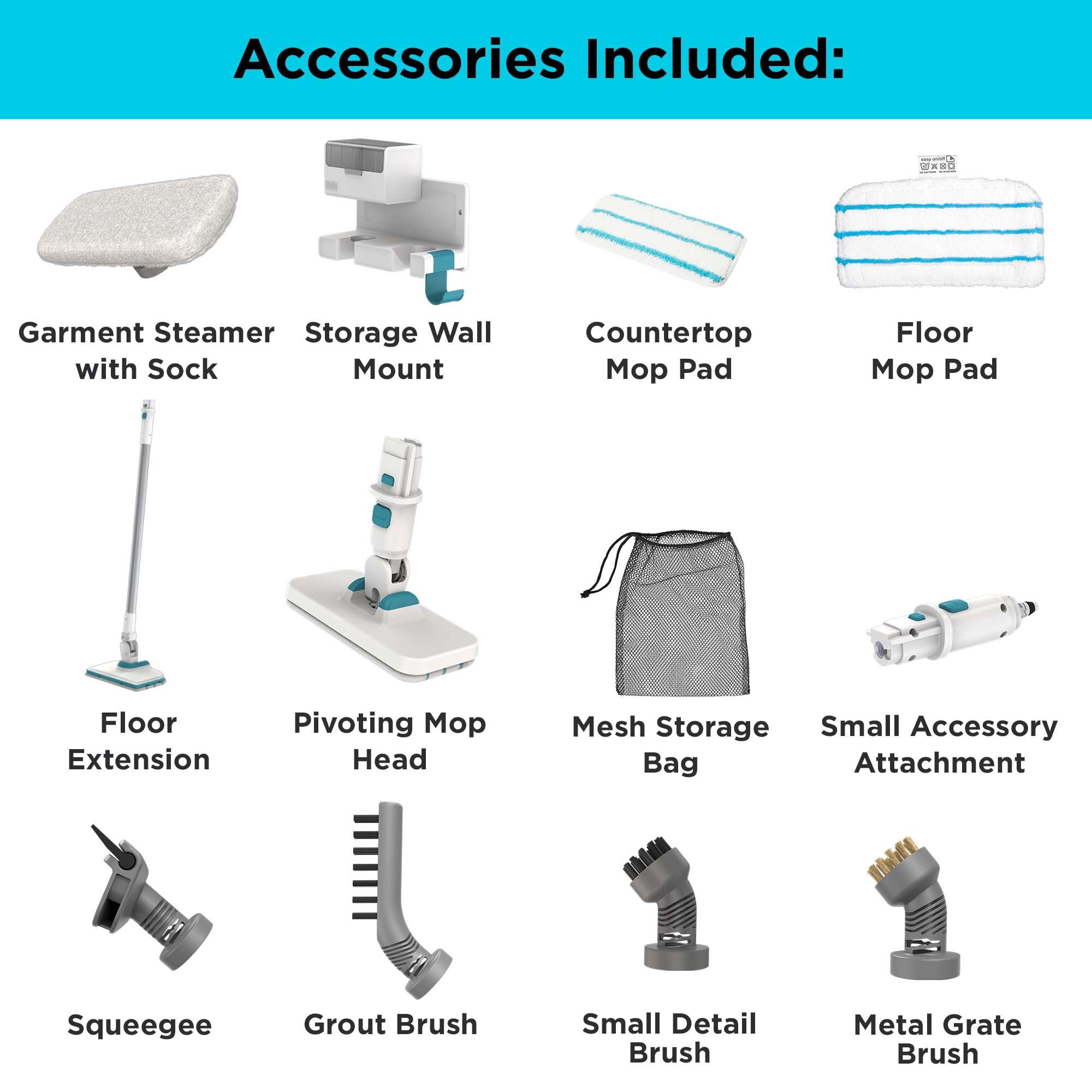 BLACK+DECKER SteamMop Multipurpose Steam Cleaning System with 7 Attachments + Storage Wall Mount