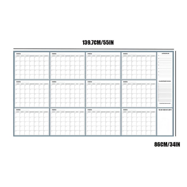 Oversized Yearly Wall Calendar - Large Format 36x24 Inch Dry Erase Planner for Home Office Classroom Decor & Scheduling