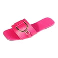 thumbnail image 1 of IUJSOY Womens Flat Sandals Summer Comfortable Square Open Toe Slip on Leather Slide Sandals, 1 of 8