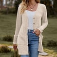 thumbnail image 2 of Yuyuzo Women's Cardigan 2024 Fall Casual Button down Sweaters Open Front Ribbed Knit Sweater Coat with Pockets, 2 of 5