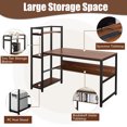 thumbnail image 4 of Costway Multi-Functional Computer Desk with 4-tier Storage shelves Walnut, 4 of 9