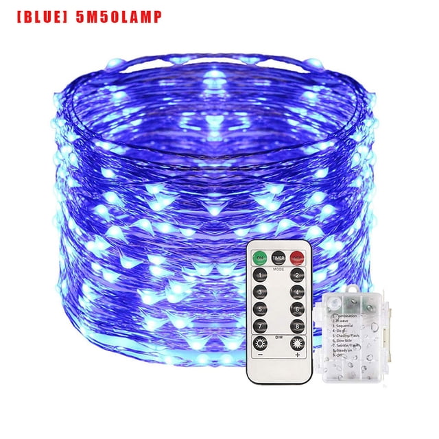 Guirlande Lumineuse LED USB Maison Bureau Jardin Étanche Télécommande Minuterie Lampe Guirlande 5m 50LEDs Bleu