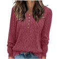 thumbnail image 1 of Besolor 2024 Chandails de Mode pour Femmes à Manches Longues Col Ras du Cou Décontractés Amples en Tricot Côtelé Chandails à Enfiler Hauts Bordeaux, 1 of 7