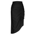thumbnail image 5 of Skirts for Women Trendy Ruched Asymmetrical Drawstring Slim Fit Midi Skirt Stretchy Split Club Skirts, 5 of 5