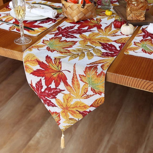 Chemins de Table de Vacances, Chemin de Table d'Automne Feuille d'Érable Robuste et Résistant