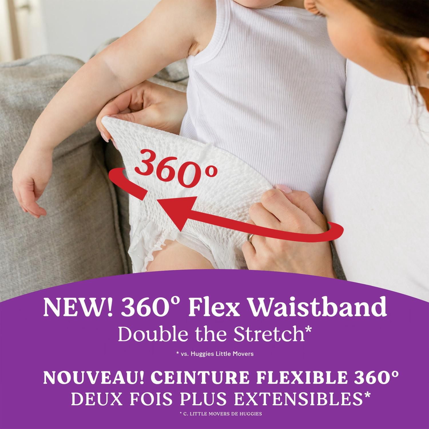 Couches pour bébé Huggies Little Movers HuggFit 360° avec ceinture 360°, tailles 3-7, 136-70 unités