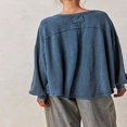 thumbnail image 2 of Women Long Sleeve T-Shirts Solid Color Dropped Shoulders V-Neck Waffle Shirts Spring Fall Loose Fit Tops Streetwear, 2 of 5